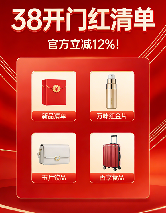 淘宝2026年38开门红清单|官方立减12%! 淘宝2026年38开门红清单|官方立减12%!